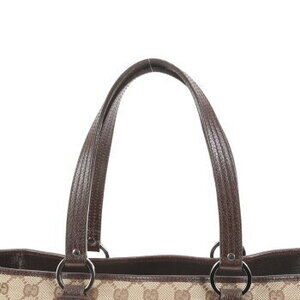 Gucci brown canvas GG bag tote MEM leather shoulder
